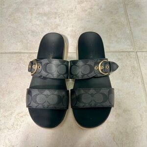 Coach Women's Tan Slide Sandals